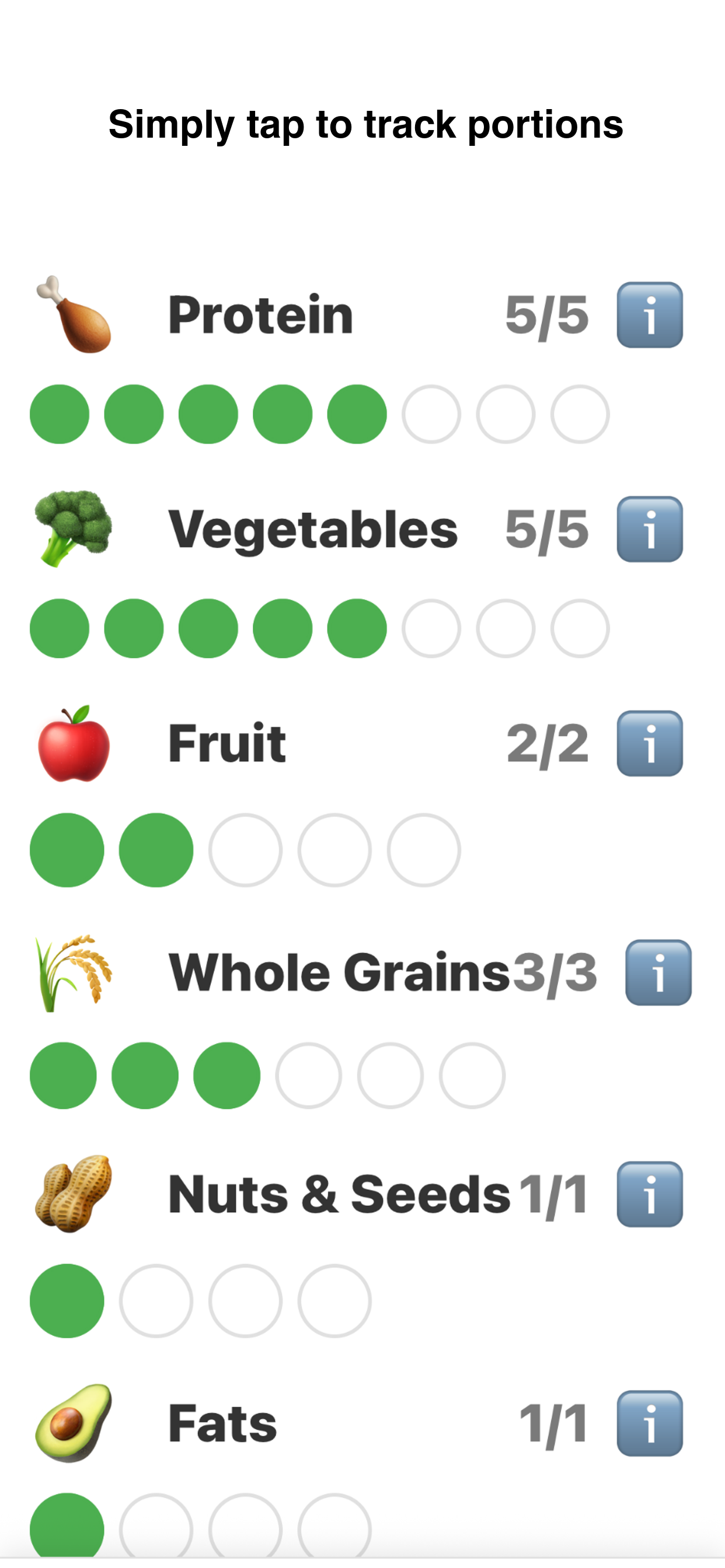 Tap to track portions in Portion Track